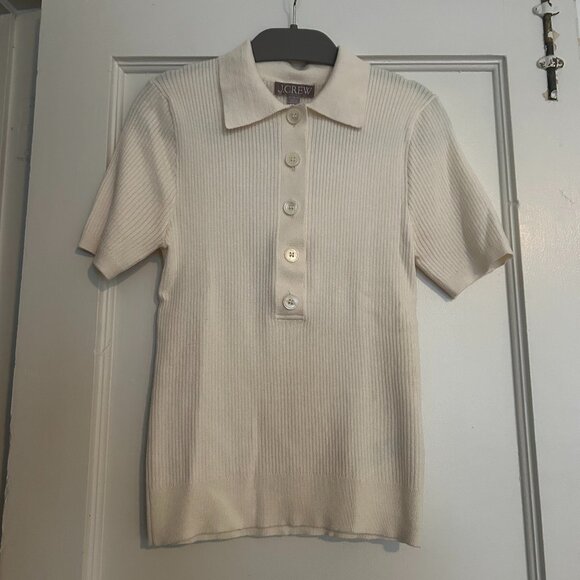 J. Crew Short-Sleeve Ribbed Polo Sweater (Size S) - Picture 2 of 8
